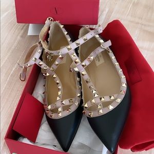 Valentino Rockstud caged Ballerina Flat Black/Nude